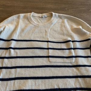 White Madewell Sweater with Navy Stripes